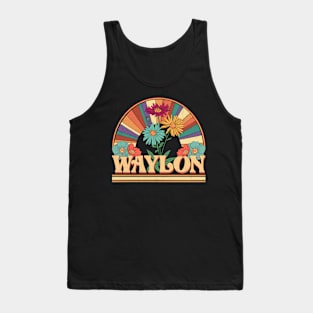 Waylon Flowers Name Personalized Gifts Retro Style Tank Top